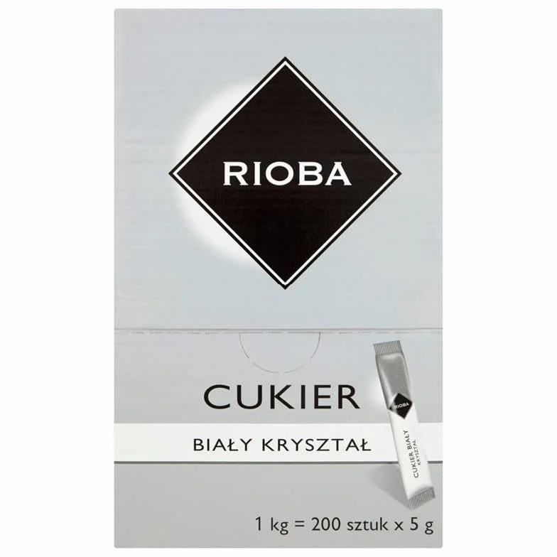 Cukier biały w saszetkach do kawy 200 sztuk x 5 kg Rioba monoporcje